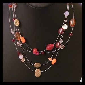 Boutique Illusion necklace gold, red, rust